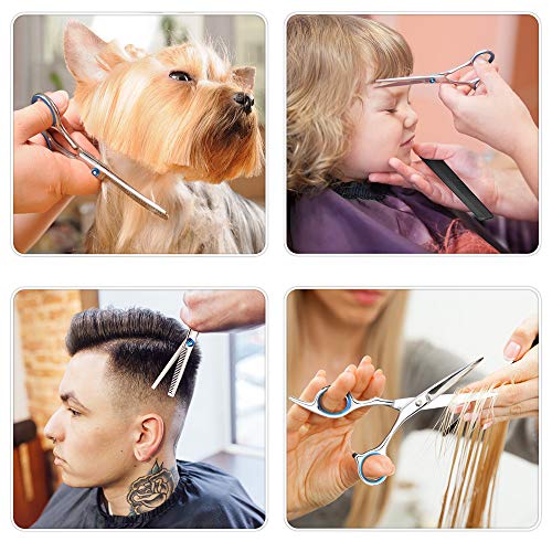 AFDEAL Kit Tijeras de Peluquería Profesional, Tijeras Cortar Pelo de Acero inoxidable Extra Afiladas para Cortar y Entresacar, Set Corte de Pelo con Peine, Tijeras Entresacar, Capa de Barbero, Clips