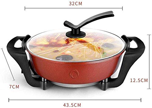 AFDK 32Cm Electric Hot Pot, Household Yin and Yang Mandarin Duck Pot, Multi-Function Electric Cooker, 5L Non-Stick Electric Skillet, Wok, Gift Gray,Red,Red