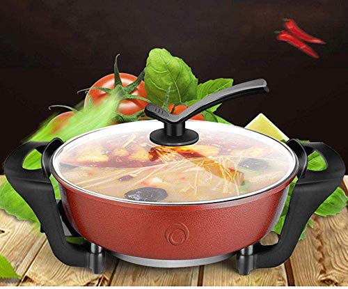 AFDK 32Cm Electric Hot Pot, Household Yin and Yang Mandarin Duck Pot, Multi-Function Electric Cooker, 5L Non-Stick Electric Skillet, Wok, Gift Gray,Red,Red