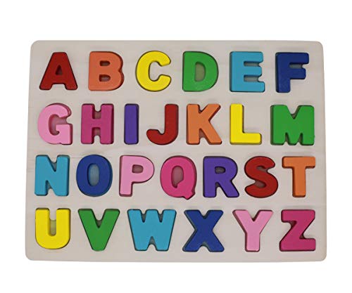 Afunti Tablero del Rompecabezas del Alfabeto de Madera Letras del ABC Juguetes de Aprendizaje Alfabeto de Mayúsculas para niños pequeños y niños