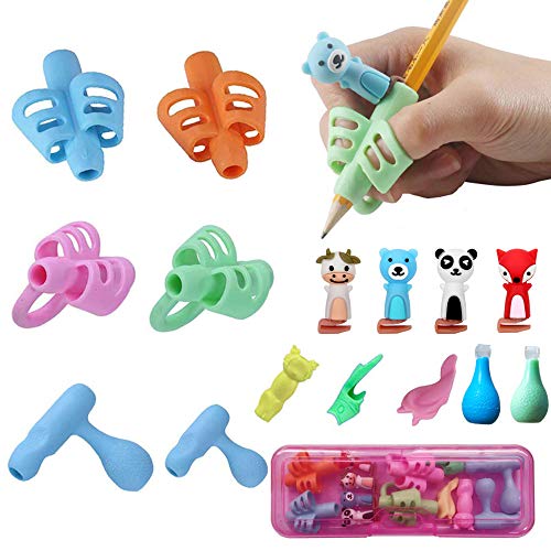 Agarre de Lápiz,Adaptador Lapiz para Niños Herramienta de Corrección de Postura de Escritura para Lápices,Soporte de Lapiz Ayuda Escribir para Niños/Adultos,Apto para Mano Izquierda y Derech (Rojo)