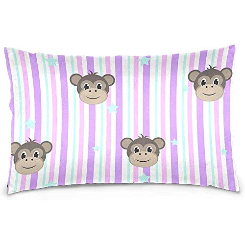 Agnes Carey Monkey Faces Stripe Velvet Oblong Lumbar Plush Throw Pillow Cover/Shams Funda de cojín 20Inch * 30Inch Diseño de Cremallera Invisible Decorativa