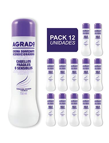 Agrado - Crema Suavizante, Acondicionadora Cabellos Sensiles 750 ml - Pack 12 unidades