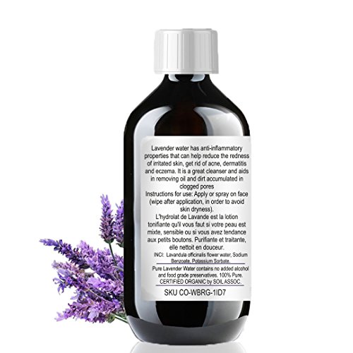 Agua Floral Puro Ecológico Hidrolato de Lavanda ORGÁNICO Piel Sensible/Piel Madura 250 ml