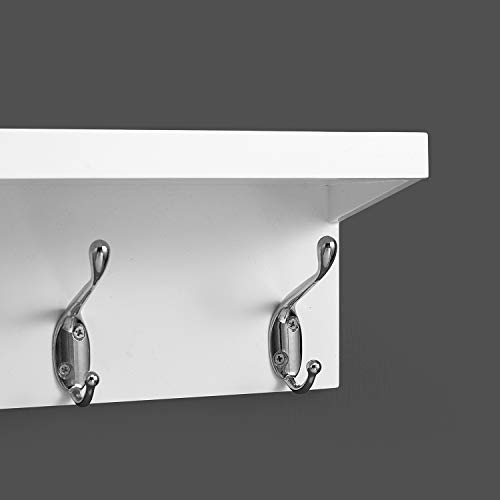 AHDECOR Perchero de Pared y Gancho de MDF Estante Superior Flotante para Almacenamiento para Pasillo, baño, Sala de Estar o Dormitorio, 60x12x10cm