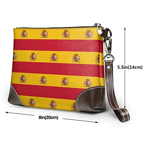 Ahdyr Patrón de la bandera de España Monederos de cuero Carteras de mano Carteras de teléfono Estuche de maquillaje Neceser de baño Bolsa de cosméticos para viajes