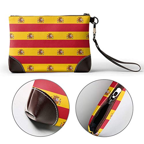 Ahdyr Patrón de la bandera de España Monederos de cuero Carteras de mano Carteras de teléfono Estuche de maquillaje Neceser de baño Bolsa de cosméticos para viajes