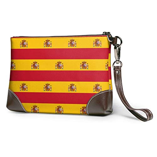 Ahdyr Patrón de la bandera de España Monederos de cuero Carteras de mano Carteras de teléfono Estuche de maquillaje Neceser de baño Bolsa de cosméticos para viajes