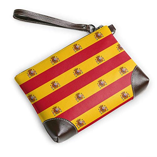 Ahdyr Patrón de la bandera de España Monederos de cuero Carteras de mano Carteras de teléfono Estuche de maquillaje Neceser de baño Bolsa de cosméticos para viajes
