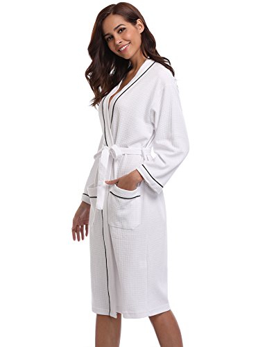Aibrou Batas Mujer Invierno Unisex Albornoz Mujer Hombre Primavera Verano con Cinturón, Muy Suave Cómodo Fino Ligero y Agradable para Hombre o Mujer