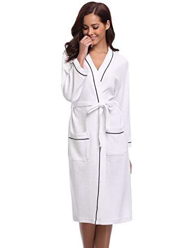 Aibrou Batas Mujer Invierno Unisex Albornoz Mujer Hombre Primavera Verano con Cinturón, Muy Suave Cómodo Fino Ligero y Agradable para Hombre o Mujer