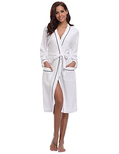 Aibrou Batas Mujer Invierno Unisex Albornoz Mujer Hombre Primavera Verano con Cinturón, Muy Suave Cómodo Fino Ligero y Agradable para Hombre o Mujer