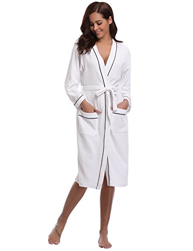 Aibrou Batas Mujer Invierno Unisex Albornoz Mujer Hombre Primavera Verano con Cinturón, Muy Suave Cómodo Fino Ligero y Agradable para Hombre o Mujer