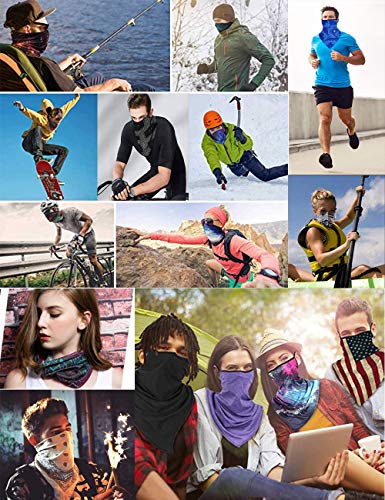 AIBUYTA 2 piezas bufandas para la cara, pañuelo para la oreja, antipolvo, viento, sol, cuello, sombreros para motocicleta, para hombres y mujeres, máscara para la cara, bandana, Negro-1