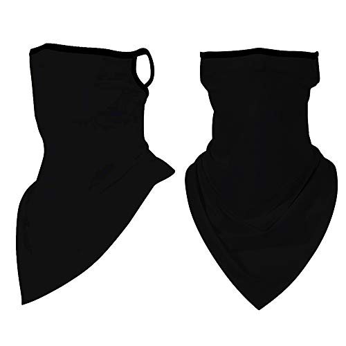 AIBUYTA 2 piezas bufandas para la cara, pañuelo para la oreja, antipolvo, viento, sol, cuello, sombreros para motocicleta, para hombres y mujeres, máscara para la cara, bandana, Negro-1