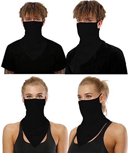 AIBUYTA 2 piezas bufandas para la cara, pañuelo para la oreja, antipolvo, viento, sol, cuello, sombreros para motocicleta, para hombres y mujeres, máscara para la cara, bandana, Negro-1