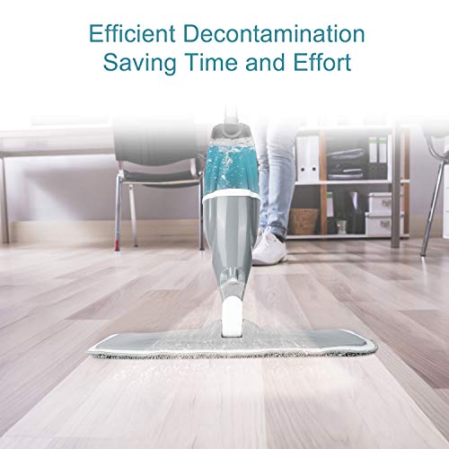Aiglam Spray Mop, Mopa con pulverizador Limpiador de Ventanas y Escoba Barredora de Empuje Manual con Almohadilla de Microfibra Reutilizable para Suelos laminados, alicatados y de madera, Gris