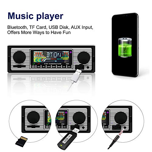 Aigoss Autoradio Bluetooth Radio Coche Manos Libres FM Estéreo de Control Remoto 4 x 60W MP3 Radio Digital con Soporte AUX USB SD Card y Carga de Teléfonos Móviles MP3 / WMA / WAV Función