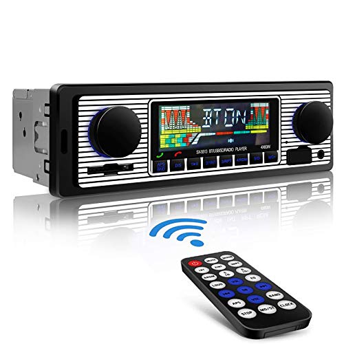 Aigoss Autoradio Bluetooth Radio Coche Manos Libres FM Estéreo de Control Remoto 4 x 60W MP3 Radio Digital con Soporte AUX USB SD Card y Carga de Teléfonos Móviles MP3 / WMA / WAV Función