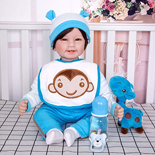 AIOJY Bebés Reborn Suave muñeca de Trapo de Cuerpo 55 CM Realista recién Nacido muñeca de Juguete del Muchacho de Moda para los Regalos de cumpleaños Muchacha de los niños de Navidad