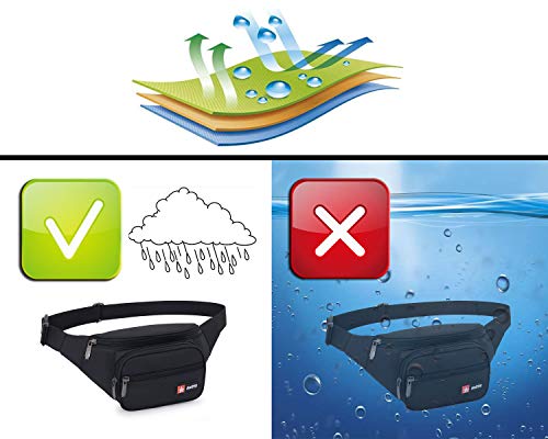 AirZyx Impermeable Riñoneras Hombre Mujer Riñoneras de Marcha Running de Acampada y Marcha Bolsos de Gimnasio Bolsos Bandolera para Hombre Mujer (Negro)