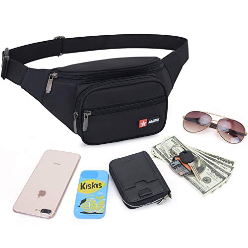 AirZyx Impermeable Riñoneras Hombre Mujer Riñoneras de Marcha Running de Acampada y Marcha Bolsos de Gimnasio Bolsos Bandolera para Hombre Mujer (Negro)