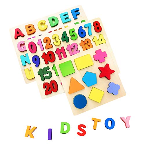 AiTuiTui Bloques de Letras de Madera ABC Abecedario Tablero del Alfabeto Niños Niños Preescolar Aprendizaje Temprano Juguetes Educativos