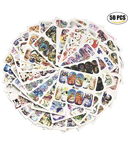 AIUIN 50 Piezas Pegatina de Uñas Francesas Guías de Clavar Tip Pegatinas Conjunto con Diferentes Formas para Uñas de Manicura,6.4 * 4.9cm