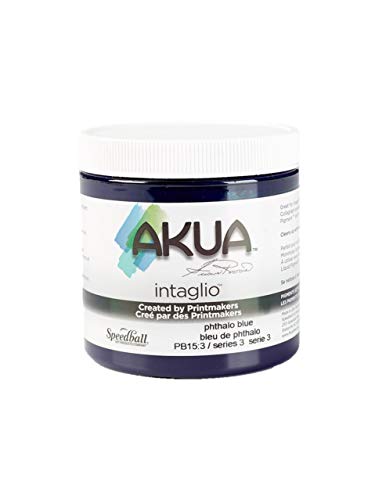 Akua Intaglio IIPB - Tinta a base de agua, no tóxica, 236 ml Tarro, 2,7" de altura, 3,3" de ancho, 3,3" de longitud, ftalocyanina azul