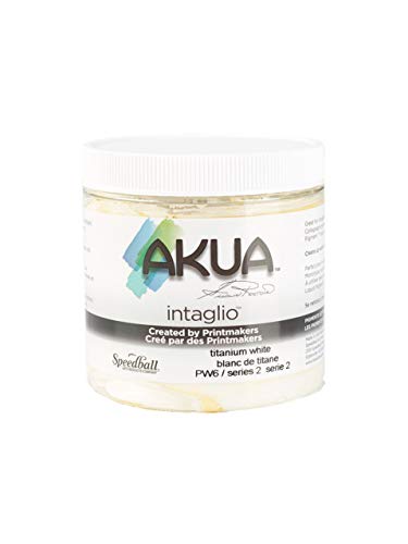 Akua Intaglio IITW Tinta a base de agua, no tóxica, 8 oz Tarro, 2,7 cm de alto, 3,3" de ancho, 3,3" de largo, blanco titanio