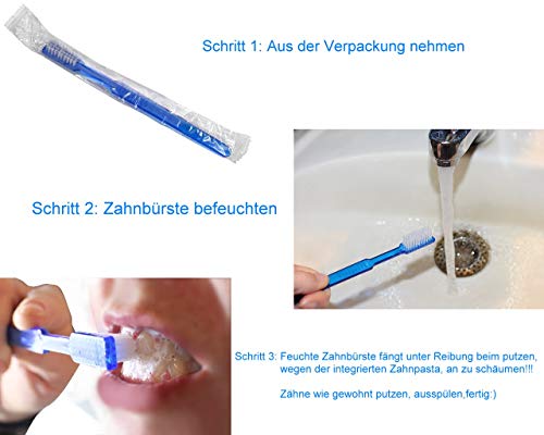 Akzenta - Cepillo de dientes desechable con pasta de dientes (100 unidades, varios colores) - amarillo,