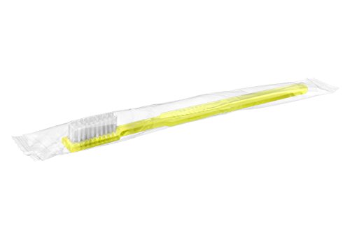 Akzenta - Cepillo de dientes desechable con pasta de dientes (100 unidades, varios colores) - amarillo,