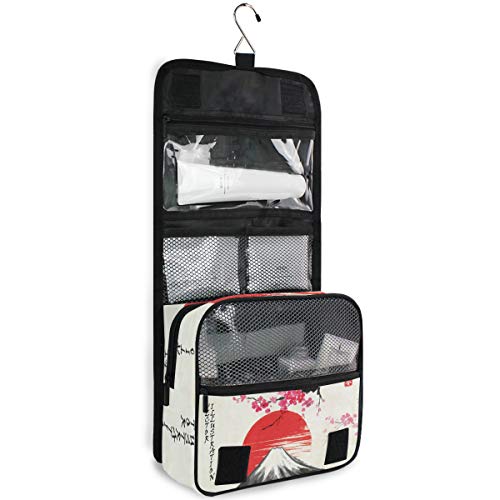 Alarge - Neceser colgante para acuarela, diseño floral Sakura, atardecer japonés, bolsa grande portátil de viaje, neceser de maquillaje organizador para mujeres y hombres