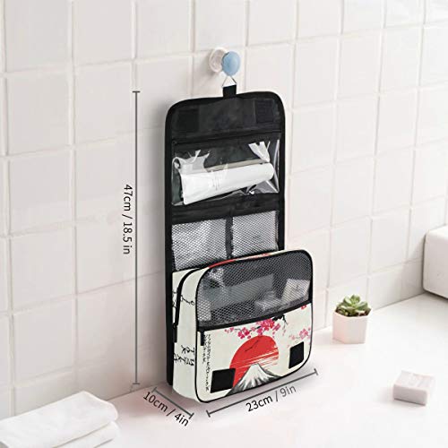 Alarge - Neceser colgante para acuarela, diseño floral Sakura, atardecer japonés, bolsa grande portátil de viaje, neceser de maquillaje organizador para mujeres y hombres