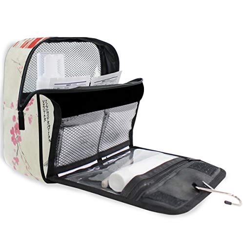 Alarge - Neceser colgante para acuarela, diseño floral Sakura, atardecer japonés, bolsa grande portátil de viaje, neceser de maquillaje organizador para mujeres y hombres