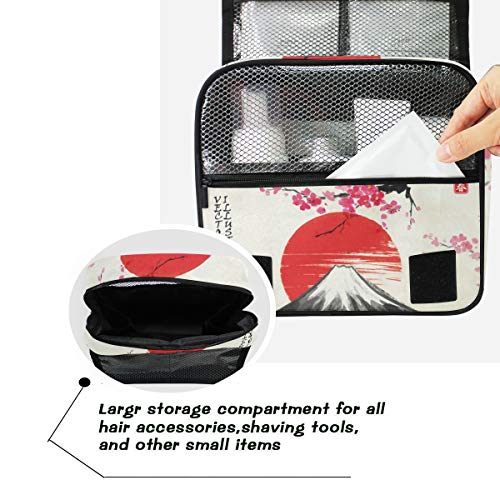 Alarge - Neceser colgante para acuarela, diseño floral Sakura, atardecer japonés, bolsa grande portátil de viaje, neceser de maquillaje organizador para mujeres y hombres