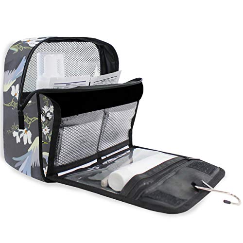 Alarge - Neceser para colgar, diseño de flores japonesas, bolsa para hacer gárgaras con flores, tamaño grande, portátil, para viajes, cosméticos y maquillaje, para mujeres y hombres