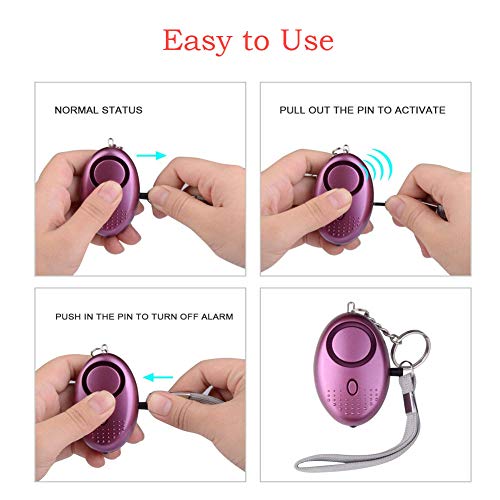 Alarma Personal, Alarma Personal de Emergencia, Scream Safesound, 3 Piezas 140DB Alarma Seguridad Autodefensa con Luz LED Llaveros para Mujeres, Niños, Ancianos, Turno Nocturno