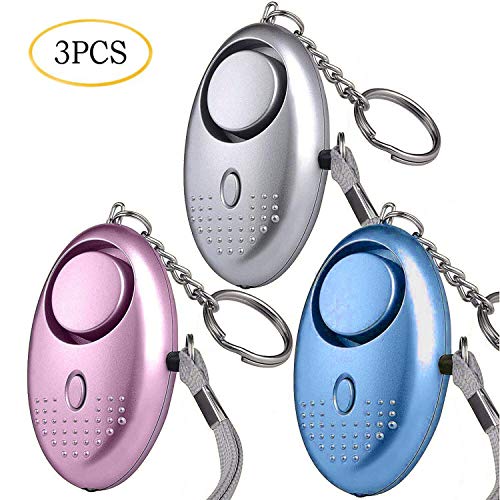 Alarma Personal, Alarma Personal de Emergencia, Scream Safesound, 3 Piezas 140DB Alarma Seguridad Autodefensa con Luz LED Llaveros para Mujeres, Niños, Ancianos, Turno Nocturno