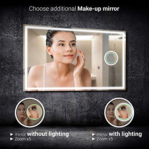 Alasta Espejo Redondo De Pared | 90 cm | London - LED Colores - Seleccione Tipo | Premium Espejo con Luminoso LED