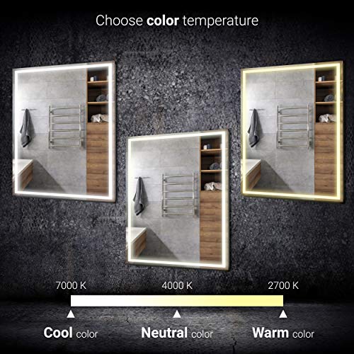 Alasta Espejo Redondo De Pared | 90 cm | London - LED Colores - Seleccione Tipo | Premium Espejo con Luminoso LED