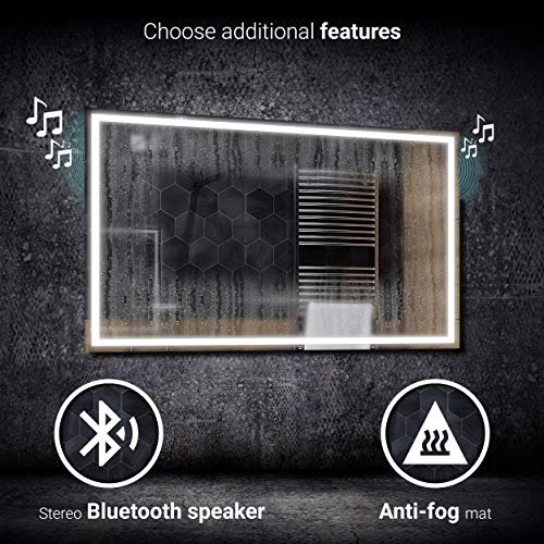 Alasta Espejo Redondo De Pared | 90 cm | London - LED Colores - Seleccione Tipo | Premium Espejo con Luminoso LED