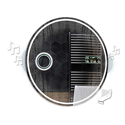 Alasta Espejo Redondo De Pared | 90 cm | London - LED Colores - Seleccione Tipo | Premium Espejo con Luminoso LED