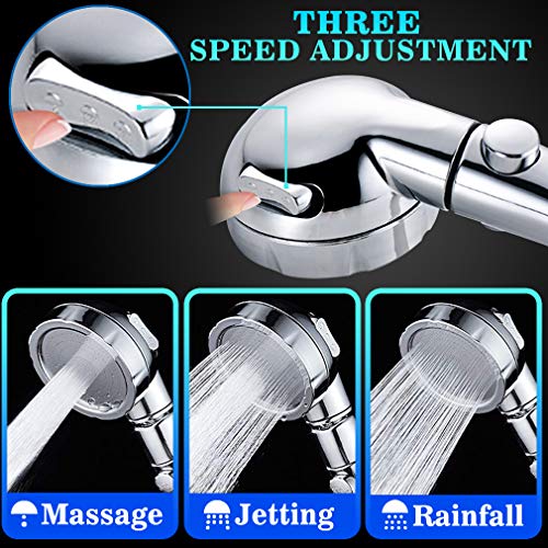Alcachofa de Ducha, Mano la Cabeza de Ducha 3 Modos Cabezal de Ducha de Mano de Alta Presión Ducha de Ahorro de Agua Ducha de Masaje Universal Extraíble de Cromo Ducha JAANY, Plata