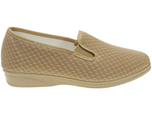 Alcalde 600 Zapatilla Cerrada Rejilla Nailon Calada para Verano con Elásticos Laterales para Mujer BEIG Talla 38