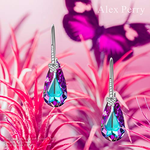 Alex Perry Regalo Plata de ley 925 Pendientes Aretes Mujeres Morado Cristales Swarovski Joyería para Elle Su Madre Amante Cumpleaños Aniversario