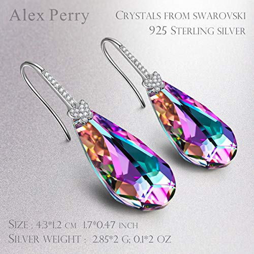 Alex Perry Regalo Plata de ley 925 Pendientes Aretes Mujeres Morado Cristales Swarovski Joyería para Elle Su Madre Amante Cumpleaños Aniversario