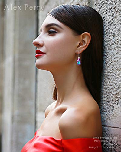 Alex Perry Regalo Plata de ley 925 Pendientes Aretes Mujeres Morado Cristales Swarovski Joyería para Elle Su Madre Amante Cumpleaños Aniversario
