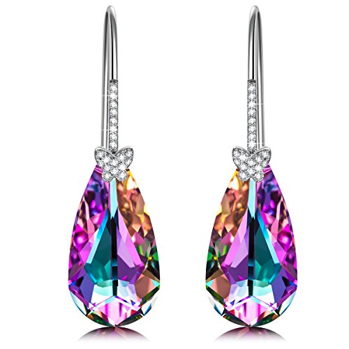 Alex Perry Regalo Plata de ley 925 Pendientes Aretes Mujeres Morado Cristales Swarovski Joyería para Elle Su Madre Amante Cumpleaños Aniversario