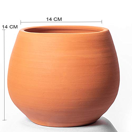 ALFAREROS DAMIAN CANOVAS Maceta DE Barro Color Terracota.+Plato Terracota.Modelo Cuenco 2.Medidas 18CM X1 8CM